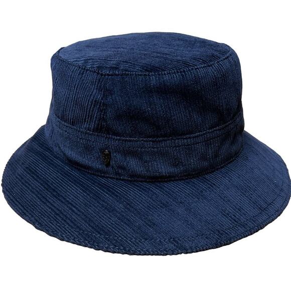 NWT Helen Kaminski Deep Ocean Navy Blue Luther Velvetty Cotton Bucket Hat - Picture 1 of 10